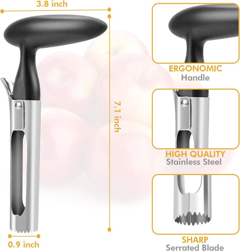 PTNITWO Apple Corer, Premium Stainless Steel Apple Corer Tool,Sturdy Ergonomic Handle, Easy to Use and Clean, Durable,Remover for Pears, Bell Peppers, Fuji, Honeycrisp, Pink Lady Apples (black) - Image 4